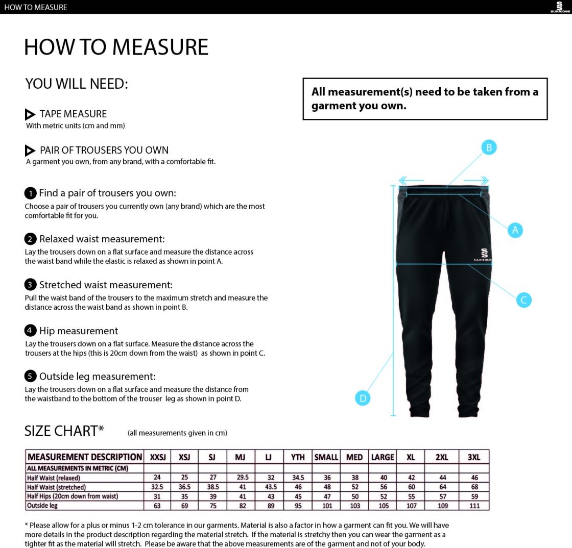 Wadworth CC - Dual Skinny Pants - Size Guide