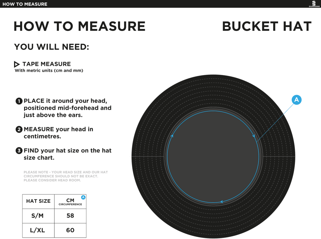 WADWORTH CC Dual Bucket Hat - Black - Size Guide